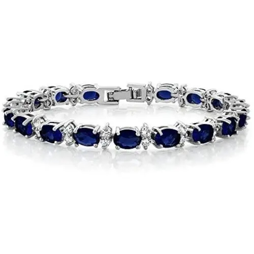 Gem Stone King 20.00 Ct Gorgeous Oval and Round 7 Inch Sparkling Cubic Zirconia CZ Tennis Bracelet