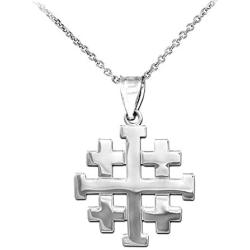 Religious Jewelry by FDJ Polished Finish 925 Sterling Silver Crusaders Jerusalem Cross Pendant Necklace
