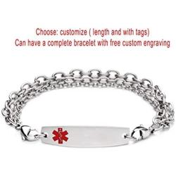 linnalove- Stainless Steel Interchangeable Medical Bracelet Alert for Women and Men