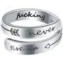 LEOBELLA Adjustable Inspirational Ring 925 Sterling Silver Never Give Up Bands Cool Stacking Opening Rings Gift for Women Girls Comfort Fit Statement Jewelry LEOBELLA Adjustable Inspirational Ring 925 Sterling Silver Never Give Up Bands Cool Stacking Opening Rings Gift for Women Girls Comfort Fit Statement Jewelry