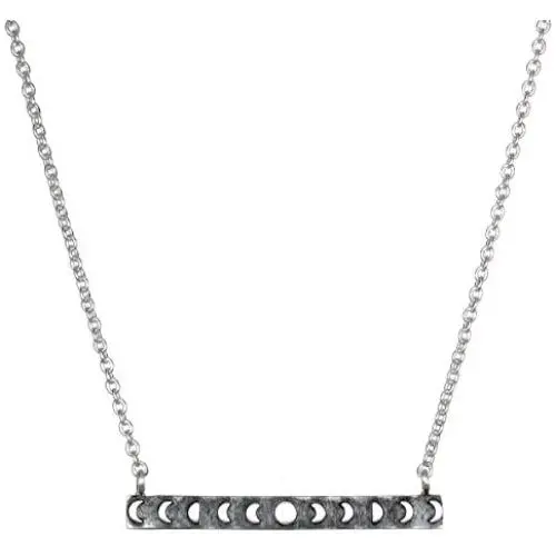 Satya Jewelry Sterling Silver Moon Phase Bar (18-Inch) Pendant Necklace