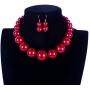 KOSMOS-LI Large Style Big Imitate Pearl Strand Choker Necklace with Earrings Set