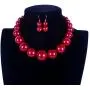 KOSMOS-LI Large Style Big Imitate Pearl Strand Choker Necklace with Earrings Set