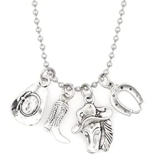 Its All About...You! 21.6” 2.4mm Stainless Steel Ball Chain Necklace Cowgirl Horse Boot Horseshoe Hat Cowgirl 34A Its All About...You! 21.6” 2.4mm Stainless Steel Ball Chain Necklace Cowgirl Horse Boot Horseshoe Hat Cowgirl 34A