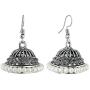 Saissa Silver Plated Oxidised Metal Bollywood Lightweight Small Jhumka Boho Earrings Indian Jewelry for Women