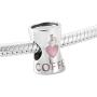 ABAOLALA I Love Coffee Bead Charm 925 Sterling Silver Heart Cup Charm Bead fit DIY Bracelets