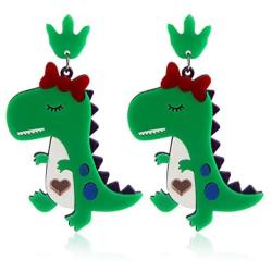 Funny Dinosaur Acrylic Dangle Drop Earrings Cute Cartoon Colorful Animal Big Earrings for Women Girl Cool Party Jewelry