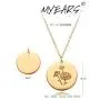 MYEARS Women Coin Necklaces Gold Birth Month Flower Bouquet Disc Round Medal Pendant Engraved Floral 14K Gold Plated Combined Personalized Jewelry Birthday