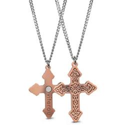 VITEROU Designed Magnetic Pure Copper Therapy Patterned Cross Pendant Therapy Necklace Pain Relief for Neck Arthritis Migraine Headaches Shoulders and Back,3500 Gauss