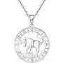 YL Constellation Necklace 925 Sterling Silver Zodiac Jewelry Astrology Disc Horoscope Pendant 18K White Gold Plated,Box Chain