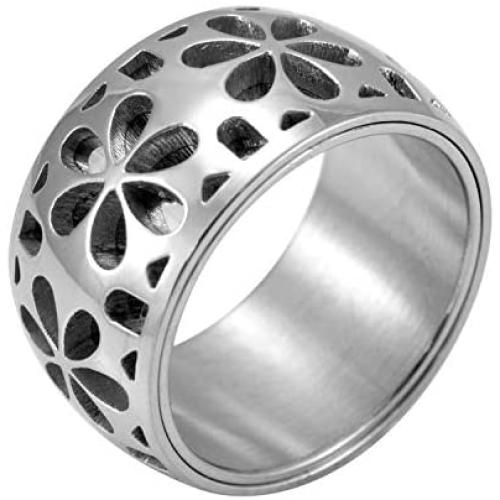 555Jewelry Stainless Steel Daisy Flowers Full Bloom Memorable Band Ring