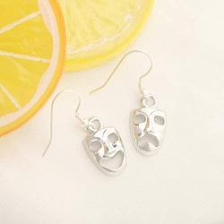 Gzrlyf Comedy and Tragedy Mask Earrings Drop Dangle Earrings Drama Masks Jewelry Theater Gifts