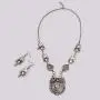 Zephyrr Devotional Pendant Necklace Earrings Set Silver Tone Jewelry for Women