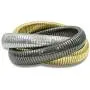 Caratina 14k Gold Plated, black Rhodium plated and rhodium plated triple omega ring intertwined fashion joy stackable trinity bracelet for women Caratina 14k Gold Plated, black Rhodium plated and rhodium plated triple omega ring intertwined fashion joy stackable trinity bracelet for women