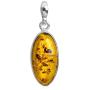 Honey Amber Sterling Silver Oval Pendant Necklace Chain 18