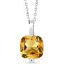 Gem Stone King 925 Sterling Silver Yellow Citrine Pendant Necklace (3.22 Ct Cushion Cut 10MM, 3.22 Ct Cushion with 18 Inch Silver Chain)