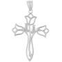Religious Jewelry by FDJ Beautiful 925 Sterling Silver Floral Tulip Cross Necklace Pendant