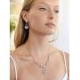 Mariell Silver Vintage Crystal Necklace and Earrings Jewelry Set for Prom, Bridal and Bridesmaids
