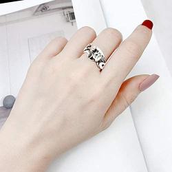 Etronik Cat Ring, Silver Animal Finger Open Rings,Lovely Valentines Gift for Girls Women Cat Lovers Jewelry Gifts（3 PCS）
