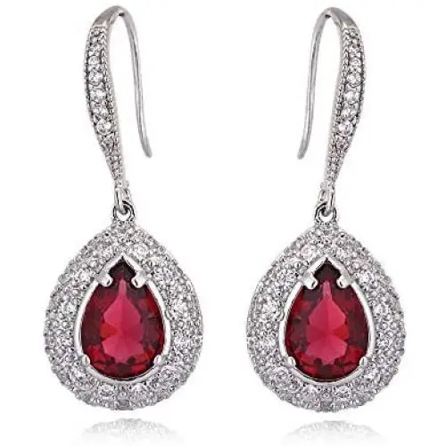 CZ Teardrop Earrings for Women - Sterling Silver Bridal Pear Shape Cubic Zirconia Crystal Rhinestone Fishhook Dangle Drop Earrings for Bride Bridesmaids Wedding Party Prom Fashion Costume Jewelry CZ Teardrop Earrings for Women - Sterling Silver Bridal Pear Shape Cubic Zirconia Crystal Rhinestone Fishhook Dangle Drop Earrings for Bride Bridesmaids Wedding Party Prom Fashion Costume Jewelry