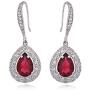 CZ Teardrop Earrings for Women - Sterling Silver Bridal Pear Shape Cubic Zirconia Crystal Rhinestone Fishhook Dangle Drop Earrings for Bride Bridesmaids Wedding Party Prom Fashion Costume Jewelry