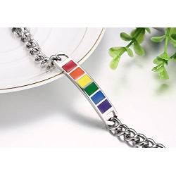 VNOX Jewelry 10MM Stainless Steel Rainbow Rubber Gay & Lesbian Pride Bracelet,8''