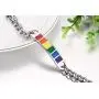 VNOX Jewelry 10MM Stainless Steel Rainbow Rubber Gay & Lesbian Pride Bracelet,8'' VNOX Jewelry 10MM Stainless Steel Rainbow Rubber Gay & Lesbian Pride Bracelet,8''