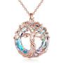 TOUPOP Rose Gold Tree of Life Necklace Sterling Silver Mom Gifts from Daughter Family Tree Necklace Jewelry Gifts for Mom Women Teen Girls Birthday Friend Mothers Day