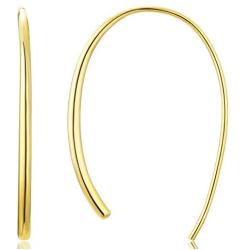 18K Gold Vermeil Minimal Curved Bar Drop Line Earrings