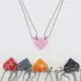 2Pcs Cute Love Heart Brick Pendant Necklace Heart Shaped Pendant Made with 2 Two Piece Brick for Couples Friendship Necklace Brick Elements Valentines Day Jewelry 2Pcs Cute Love Heart Brick Pendant Necklace Heart Shaped Pendant Made with 2 Two Piece Brick for Couples Friendship Necklace Brick Elements Valentines Day Jewelry