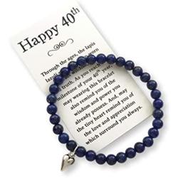 Birthday Jewelry Gift for Woman Turning 40 – Bead Bracelet with Meaningful Message Card & Gift Box