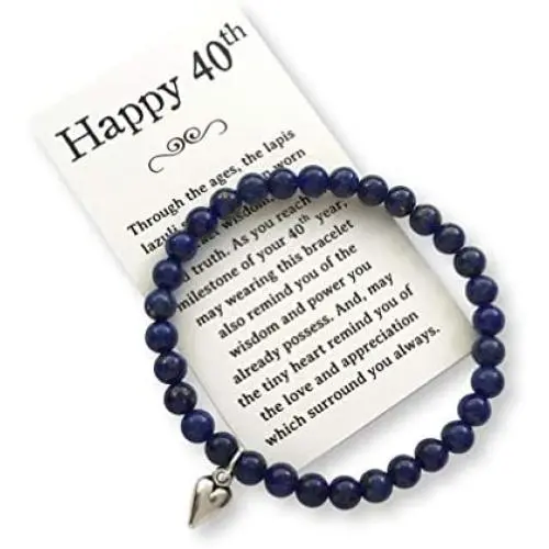 Birthday Jewelry Gift for Woman Turning 40 – Bead Bracelet with Meaningful Message Card & Gift Box