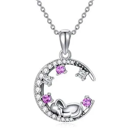 PEIMKO Lucky Elephant Necklace Elephant On The Moon Cute Animal Pendant Necklace Elephant Jewelry for Women Girl PEIMKO Lucky Elephant Necklace Elephant On The Moon Cute Animal Pendant Necklace Elephant Jewelry for Women Girl