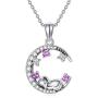 PEIMKO Lucky Elephant Necklace Elephant On The Moon Cute Animal Pendant Necklace Elephant Jewelry for Women Girl