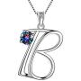 Aurora Tears 925 Sterling Silver Initial 26 Letter Customized Birthstone Necklace Women Crystal Mystic Rainbow Topaz Pendant Personalized Name Birthday Jewelry