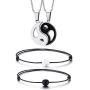 VNOX 4 Pcs Couples Puzzle Necklace with Relationship Pinky Pomise Distance Yin yang Bead Bracelets for for Best Friends Couples Family Women Mens Teen Girls