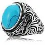 MZC Jewelry Vintage Oval Statement Synthetic Turquoise Ring Stainless Steel Ring Size 8 to 12 for Men Women Birthday Party MZC Jewelry Vintage Oval Statement Synthetic Turquoise Ring Stainless Steel Ring Size 8 to 12 for Men Women Birthday Party