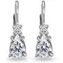 Sterling Silver Dainty Teardrop Huggie Leverback Earrings Made with AAA Cubic Zirconia