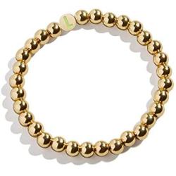 YBMYCM Letter Beaded Bracelets Initial Bracelets 14K Gold Plated Stretch Bracelets for Women Jewelry