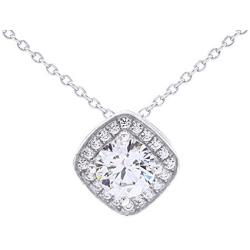 Jewel Zone US Minimalistic Design & Elegant Style Cubic Zirconia Vintage Halo Pendant Necklace Sterling Silver