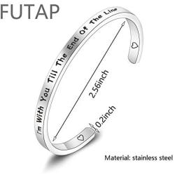 FOTAP I’m with You Till The End of The Line Cuff Bracelet Gift for Boyfriends, Girlfriends Mother Gift from Daughter, Son