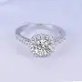 UFOORO CZ Ring Solitaire Crystal Womens Engagement Rings Cubic Zirconia Wedding Band Gift