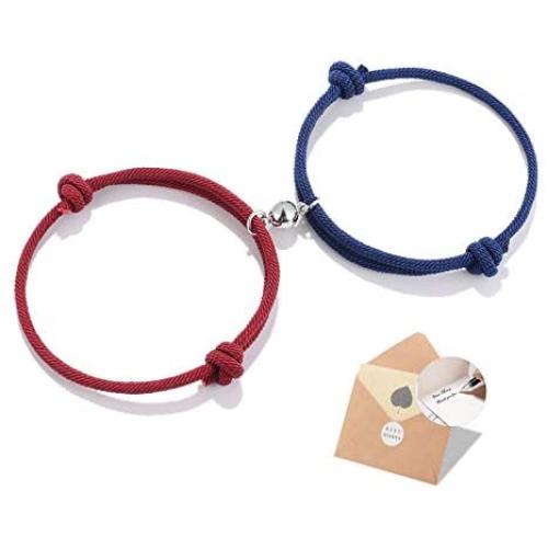 BOCHOI 2Pcs Magnetic Couples Bracelets Mutual Attraction Vows of Eternal Love Relationship Matching Jewelry Gifts for Women Men Bf Gf Friends BFF Him Her Birthday
