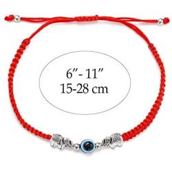 kelistom 6pcs Red String Evil Eye Charm Bracelets for Women Men Teen Girls Boys Handmade Macrame Braided Kabbalah Bracelet for Protection Friendship Adjustable