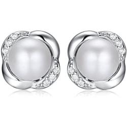 Stunning Flawless Pearl Stud Earrings & Silver Chain Pendant Set| Impeccable Quality Natural, Flawless Freshwater Pearl & 925 Sterling Silver| The Most Unique Fashion Jewelry Set (1 | White Pearls)
