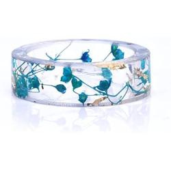 VEINTI+1 Creative Handmade Sky Blue Babysbreath Dried Flowers Women/Mens Trendy Rings