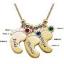 AOBOCO Sterling Silver Personalized Baby Feet Necklace Custom Name or Date Engraved Pendant with Austria Birthstone for Mom & Kid Mothers Day Jewelry Gift