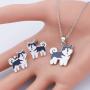 UJIMS Husky Jewelry Funny Husky Pendant Necklace Earrings Set Husky Mom Jewelry for Pet Owners Dog Gift for Husky Lover