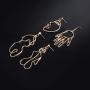 Gold Face Earrings Abstract Design - MOOKOO 4 Pair Hollow Picasso Hand Geometric Statement Earrings for Girls Teens Women