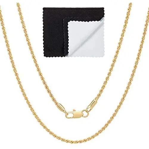 The Bling Factory 2mm 14k Yellow Gold Plated Twisted Rope Chain Necklace The Bling Factory 2mm 14k Yellow Gold Plated Twisted Rope Chain Necklace